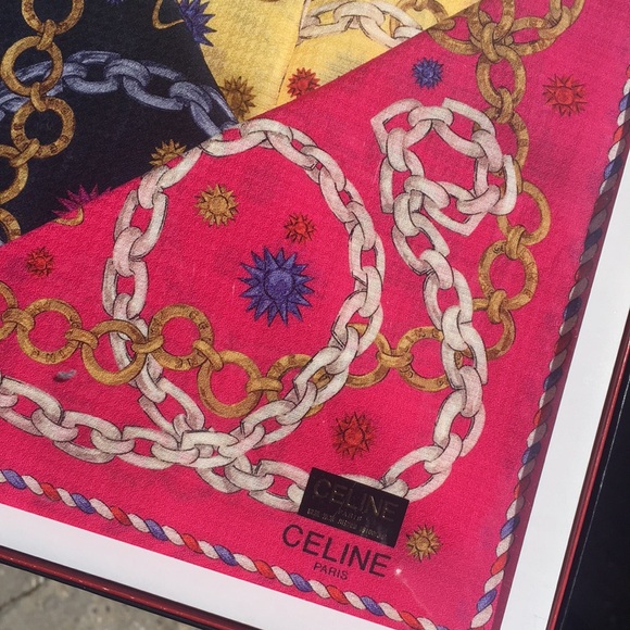 3 CELINE Arc de Triomphe chain handkerchief or bag scarf or silk scarf - Picture 2 of 5